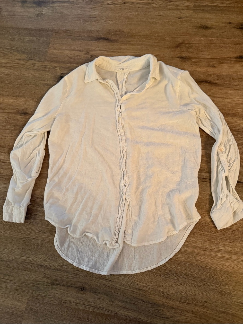 Jane and Delancey White Button Down Linen-Blend Shirt